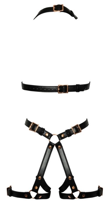 Body Harness curele Piele eco, catareame reglabile, Bad Kitty# - accesorii incluse