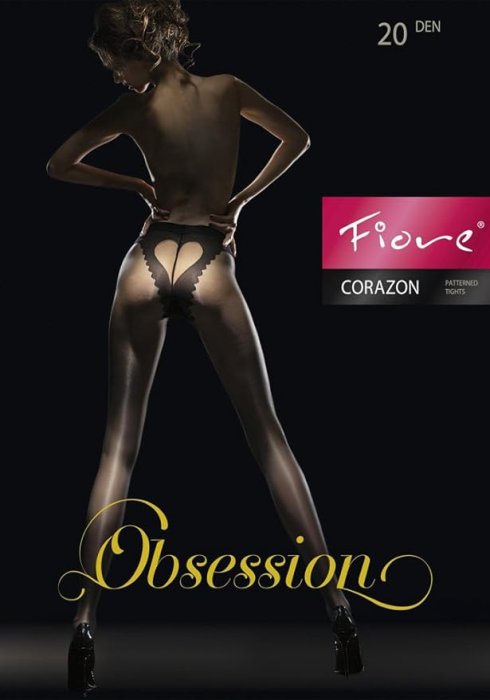 Ciorap FIORE Corazon 20 Den Heart Design - Negru