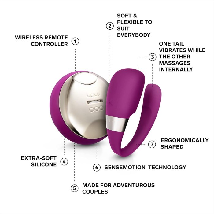 Vibrator Cupluri LELO "Tiani 3" 7,8 cm -  Roz - detaliu design