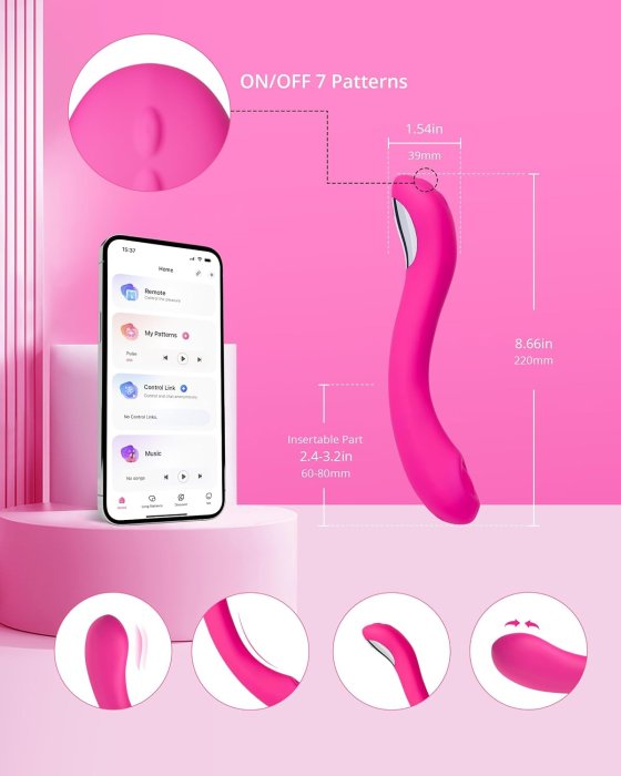 Vibrator G Spot Videochat Lovense "Osci 2" 22 cm - Roz