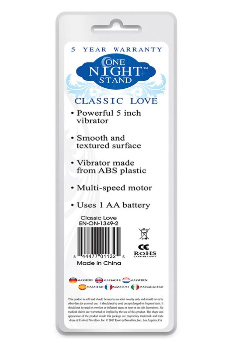 Vibrator Classic Love »One Night Stand« 13 cm - Argintiu