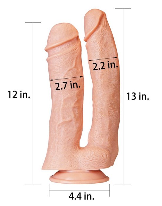 Dildo Dublu Lovetoy "MegaXXL" 33 cm - Natural##