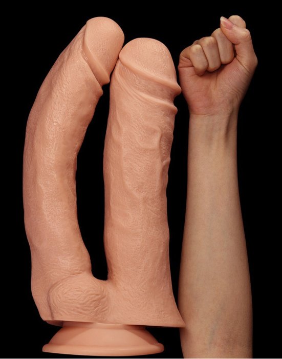 Dildo Dublu Lovetoy "MegaXXL" 33 cm - Natural##
