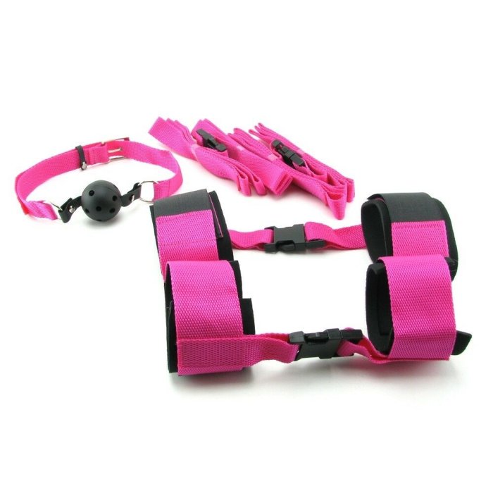 Sistem imobilizare Fetish Fantasy Series, Pink Passion Bondage Kit, 10 Piese - detaliu finisaj