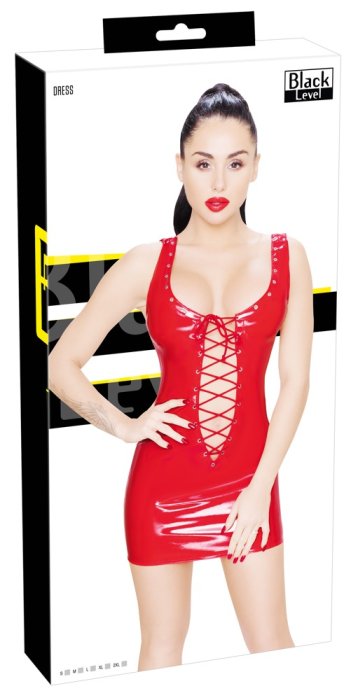 Rochie Latex Look Black Level - Rosu