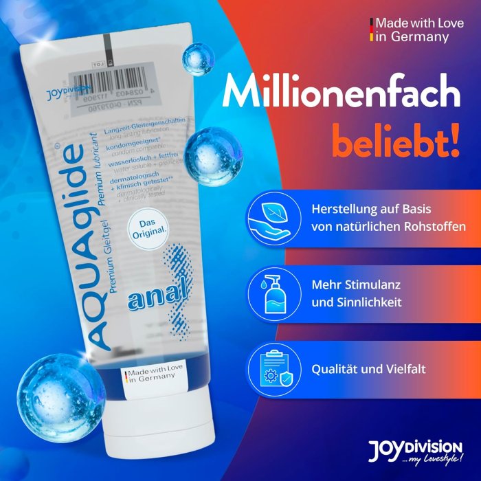 Lubrifiant Anal JoyDivision "AQUAGLIDE" 100ml - accesorii incluse