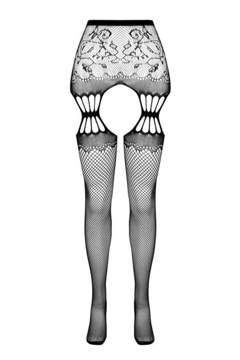 Dres decupat Passion S027, cu decupaje, negru, model floral, S-L# - dimensiuni complete