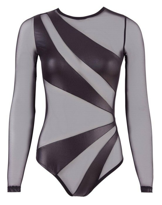 Body Sexy Desen Transparent Wet Look Cottelli Collection - Negru - dimensiuni complete