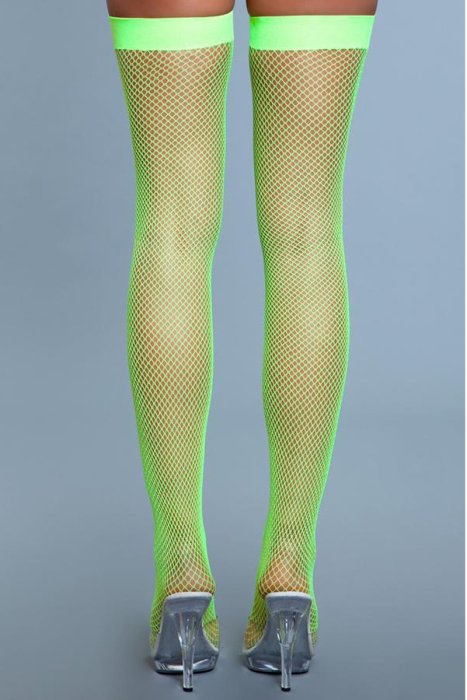 Ciorapi din plasa verde, cu banda elastica, Nylon Fishnet, Be Wicked, S-L# - detaliu finisaj