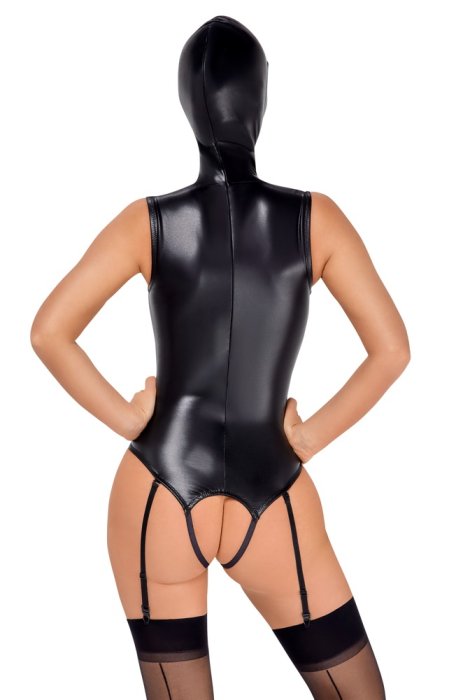 Body decupat cu cagula Bad Kitty, Leather Look# - vedere laterala
