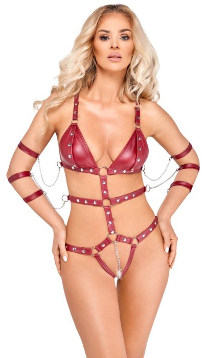 Strap Body Harness, Rosu, Bad Kitty# - vedere frontala