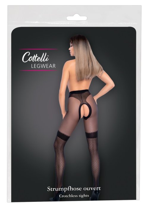 Dres Decupat Pantyhose Ouvert Cottelli Collection - Negru - accesorii incluse