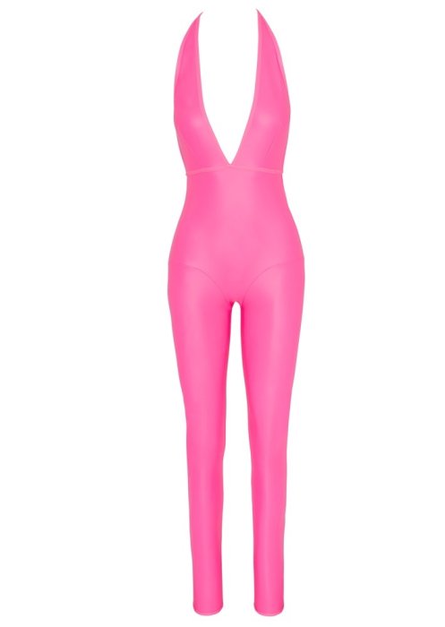 Salopeta wetlook latex, acoperit cu poliuretan roz# - vedere laterala