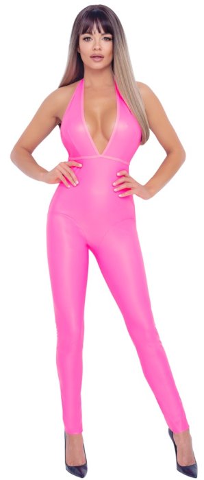 Salopeta wetlook latex, acoperit cu poliuretan roz# - detaliu design
