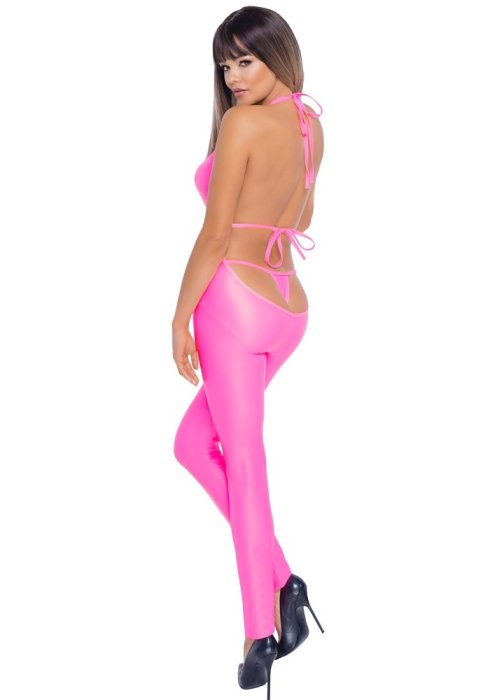 Salopeta wetlook latex, acoperit cu poliuretan roz# - dimensiuni complete