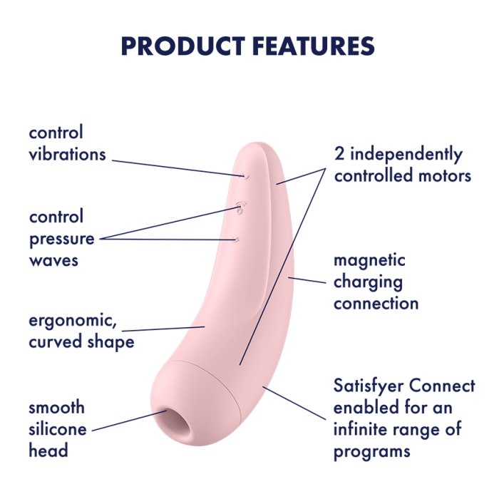 Vibrator Satisfyer Curvy 2 Air Pulse, Connect App - culoare si material