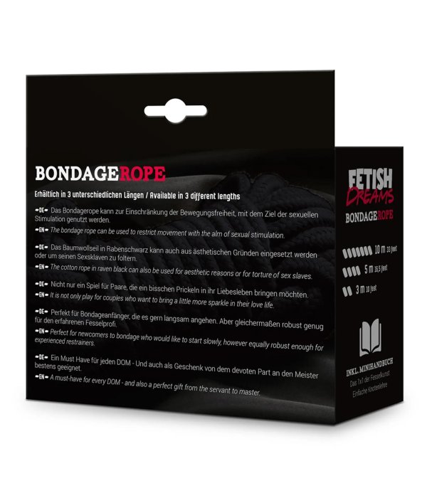 Sfoara Bondage Fetish Dreams "Bondage Rope" 10 Metri - Negru - detaliu design