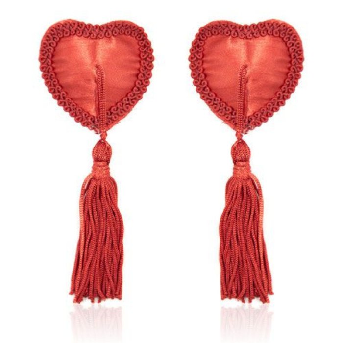 Ornamente Sfarcuri Red Heart Nipple Pasties cu Ciucuri - Rosu