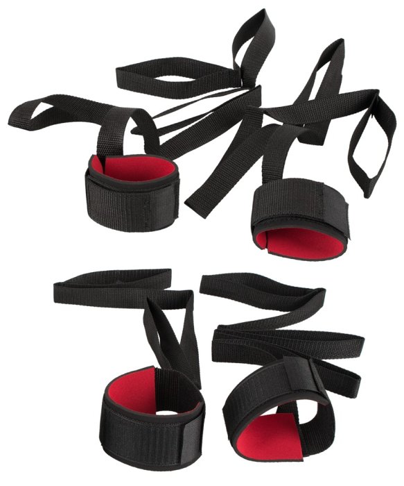 Bondage Set, Legaturi de pat si 4 catuse pentru maini si picioare - culoare si material