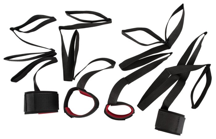 Bondage Set, Legaturi de pat si 4 catuse pentru maini si picioare - dimensiuni complete
