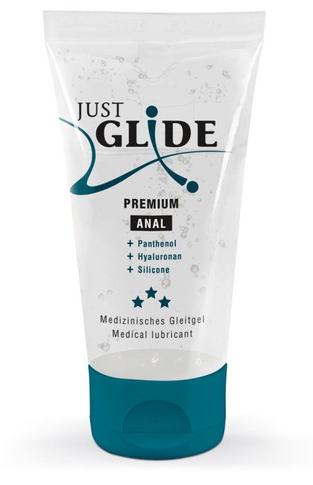 Lubrifiant Just Glide Premium Anal, cu silicon si acid hialuronic, 50 ml - vedere frontala