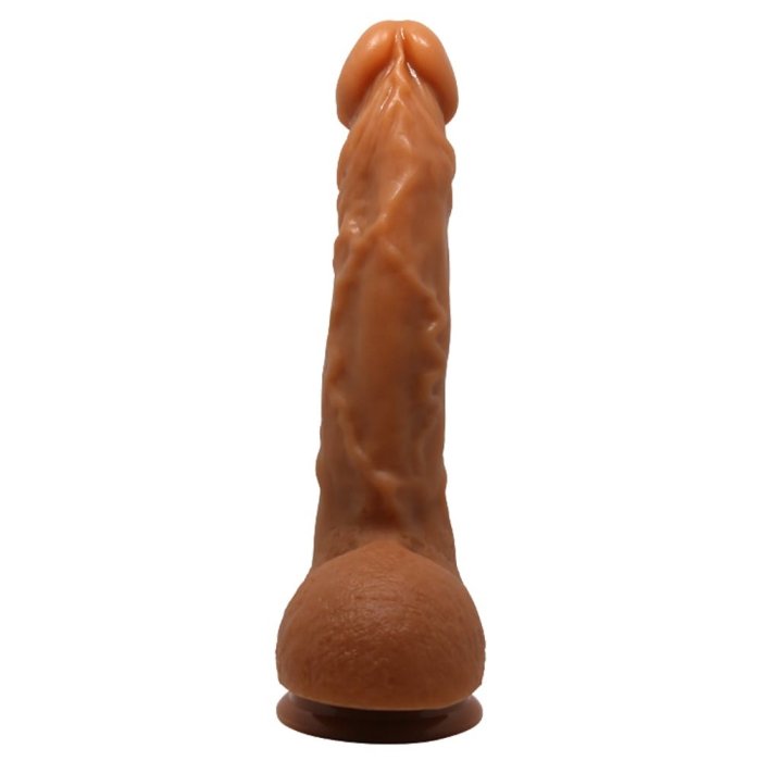 Dildo XXL Realistic cu scrot si ventuza, Beautiful Jason Brown, [ 25 cm x 4,1 cm ] - culoare si material