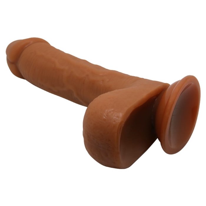 Dildo XXL Realistic cu scrot si ventuza, Beautiful Johnson, Brown, [ 22 cm x 4,7 cm ] - detaliu finisaj