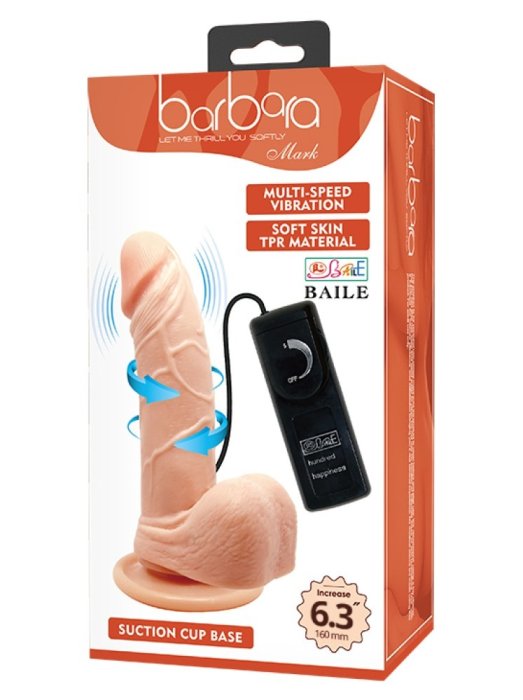 Vibrator Baile "Barbara" 15 cm - Natural - vedere frontala