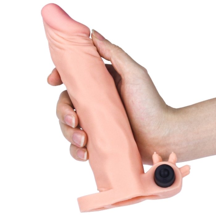 Prelungitor penis cu inel testicule si vibrator glont, 19cm, [ + 5 cm ] - dimensiuni complete