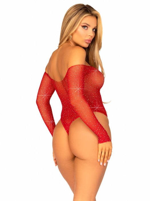 Body plasa rosu cu strasuri, Leg Avenue, S-L#
