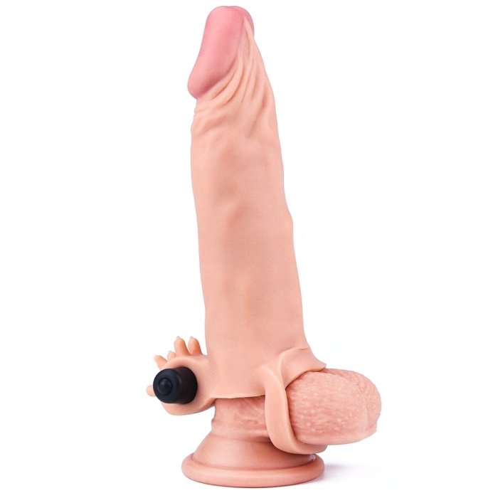 Prelungitor penis cu inel testicule si vibrator glont, 19cm, [ + 5 cm ] - detaliu design