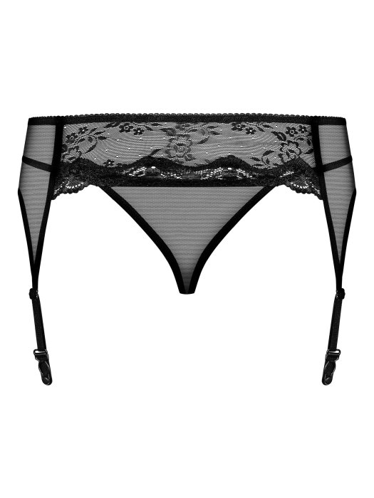 Set Portjartier si Chiloti Dantela Obsessive - Negru - culoare si material