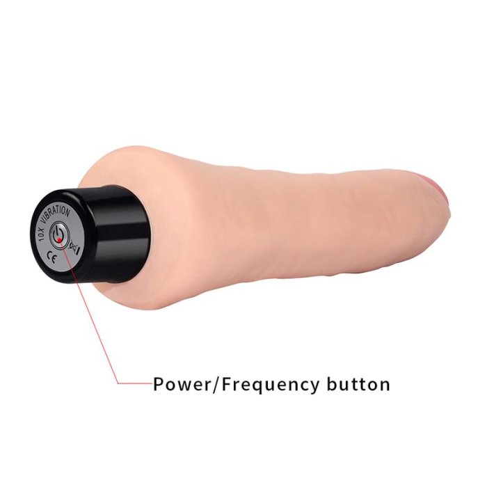 Vibrator Ultrarealistic Cyberskin, Real Softee, 10 Vibratii, [24 cm x 3,8 cm]#