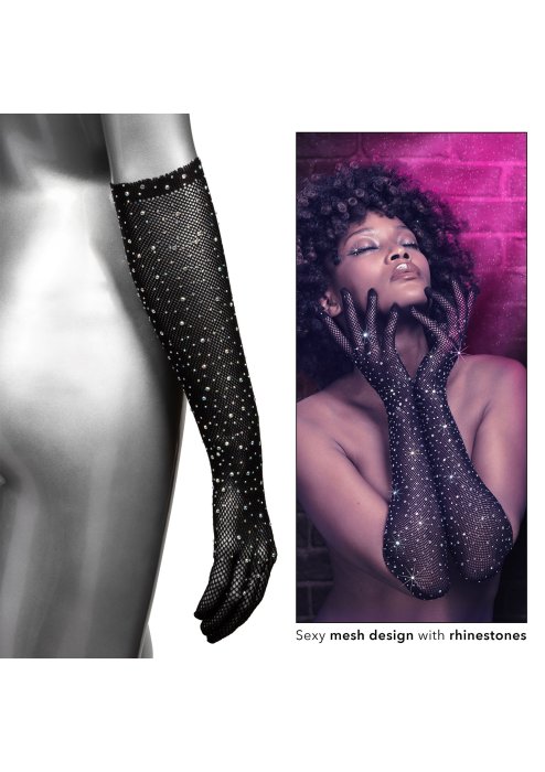 Manusi din Plasa cu strasuri Calexotics - Negru