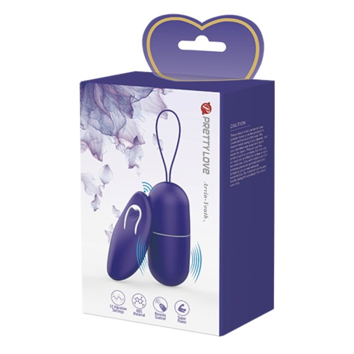 Pretty Love Arvin Youth, Ou Vibrator cu Telecomanda, 12 Trepte de Vibratie, Albastru Metalic, [ 8cm x 3cm ] - vedere spate