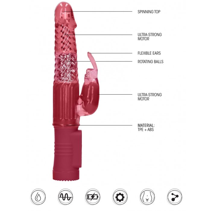 Vibrator Iepuras cu  Rotatii si Vibratii, Rosu - vedere 11