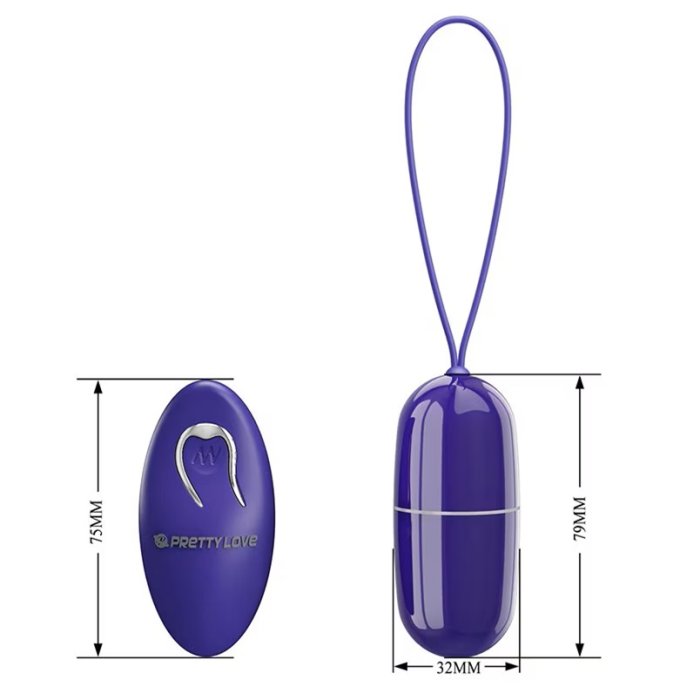 Pretty Love Arvin Youth, Ou Vibrator cu Telecomanda, 12 Trepte de Vibratie, Albastru Metalic, [ 8cm x 3cm ] - vedere laterala