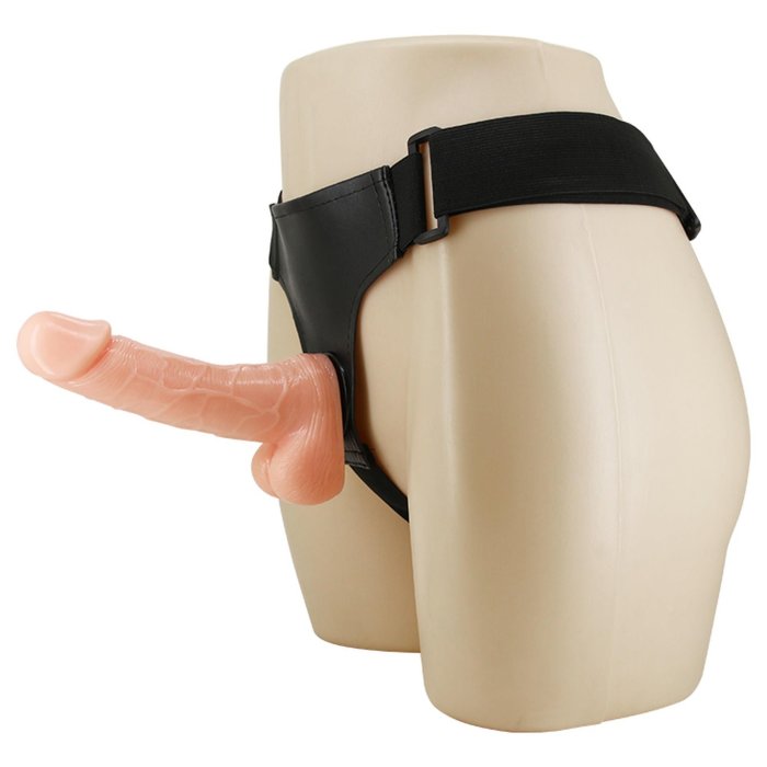 Strapon Femei cu Dildo Natural Realist texturat si detasabil, Baile [ 19,5 cm x 4 cm ] - detaliu design