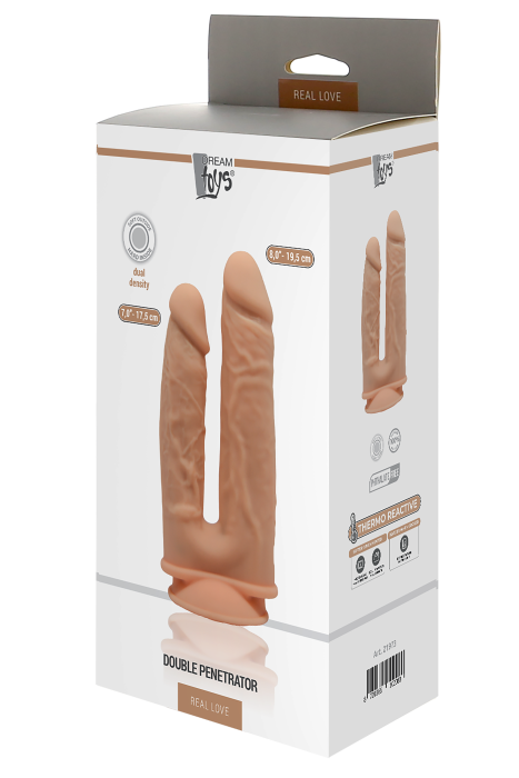 Dildo Dublu Dream Toys  "Real Love" 19,5 cm - Natural##