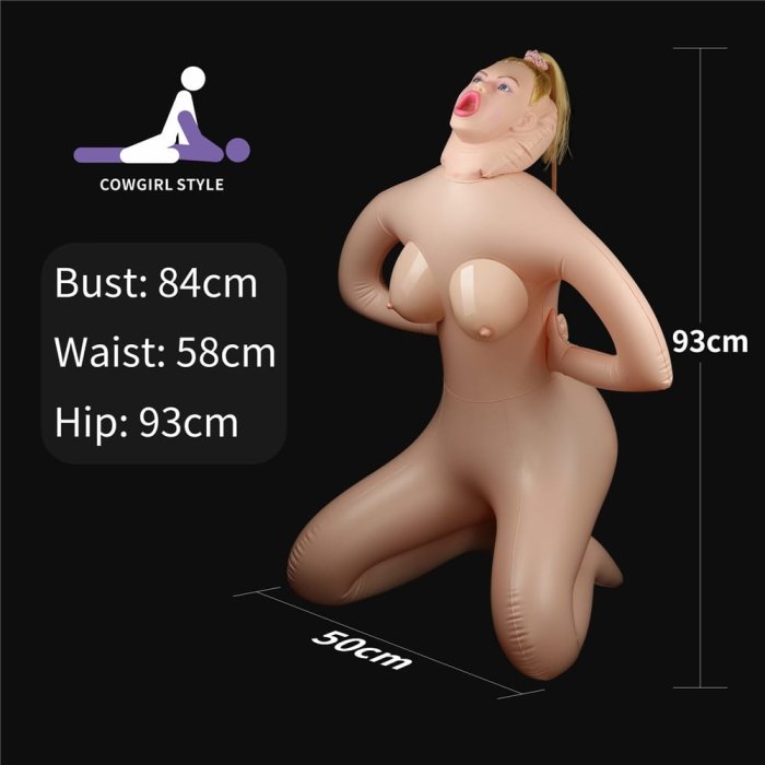 Papusa Gonflabila 3D Lovetoy "Cowgirl" 93 cm - Natural##