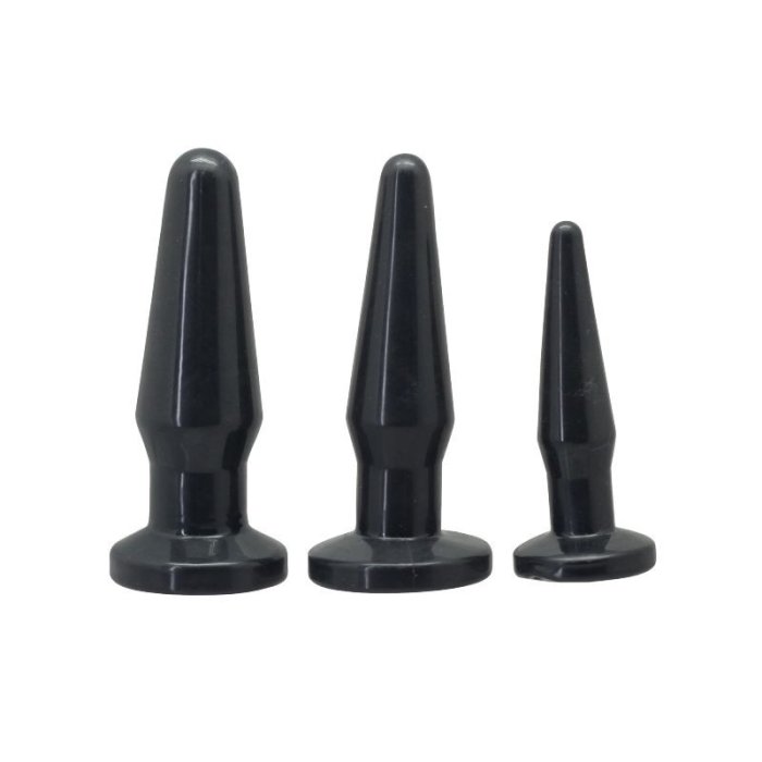 Set Jucarii anale, 3 Pluguri Anale, Negre, TPE