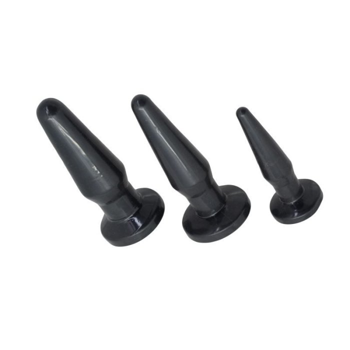 Set Jucarii anale, 3 Pluguri Anale, Negre, TPE#