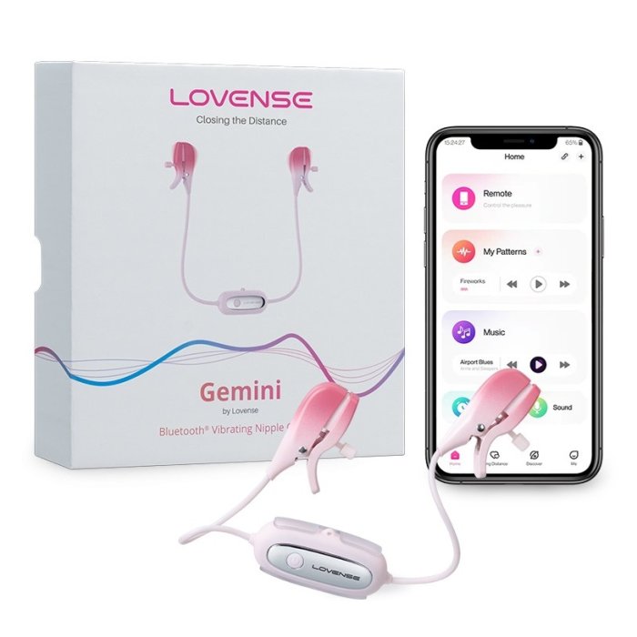 Lovense Gemini App-Controlled Vibrating Nipple Clamps - vedere frontala