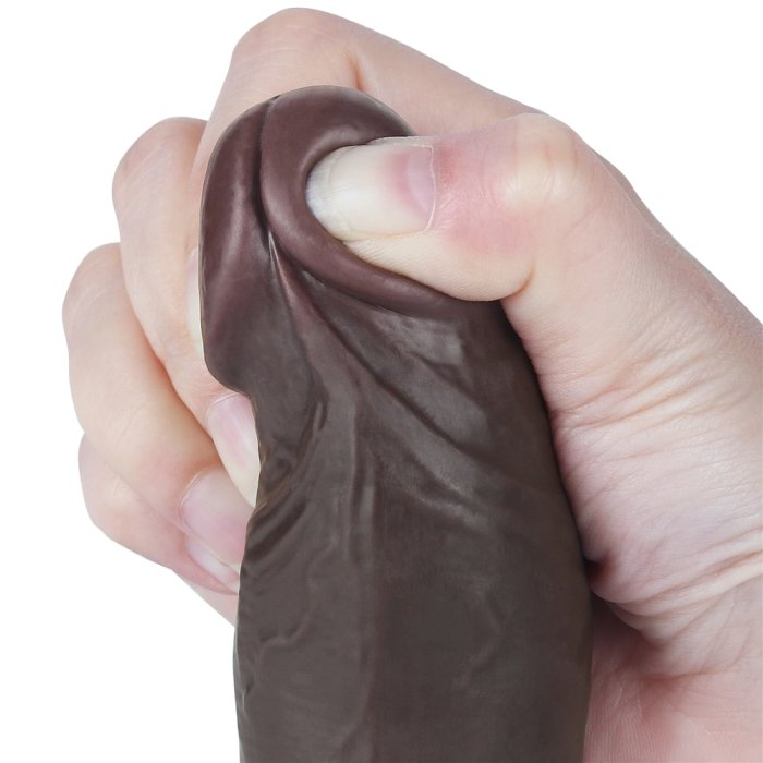 Dildo Negru Realistic, Dubla Densitate, Sliding Skin, 8» [ 20,5cm x 3,9cm ]« - vedere spate