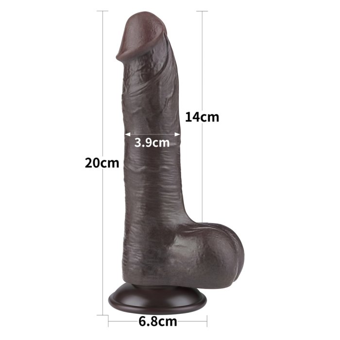 Dildo Negru Realistic, Dubla Densitate, Sliding Skin, 8» [ 20,5cm x 3,9cm ]« - detaliu design