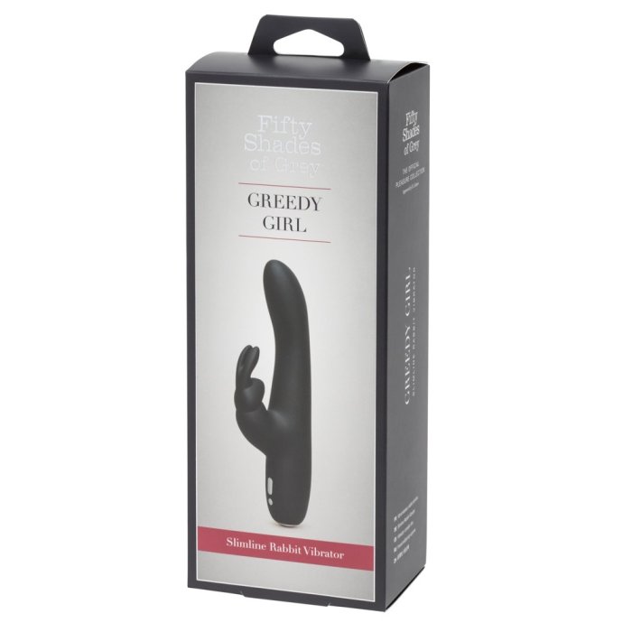 Vibrator Fifty Shades Of Grey »Greedy Girl Slimline Rabbit« 22 cm - Negru