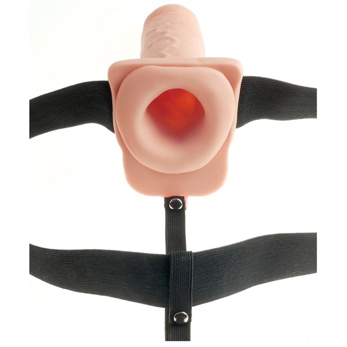 Vibrator Strapon barbati, 30 cm x 5 cm hollow gol la interior, reincarcabil USB - dimensiuni complete