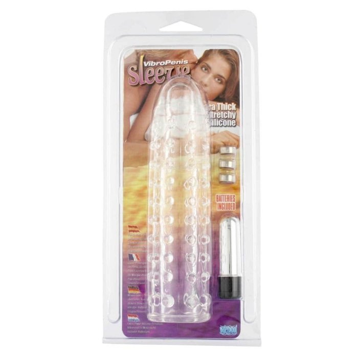 Set Prelungitor Penis cu Striatii Stimulatoare si Vibrator Glont "Seven Creations" 17 cm - detaliu design