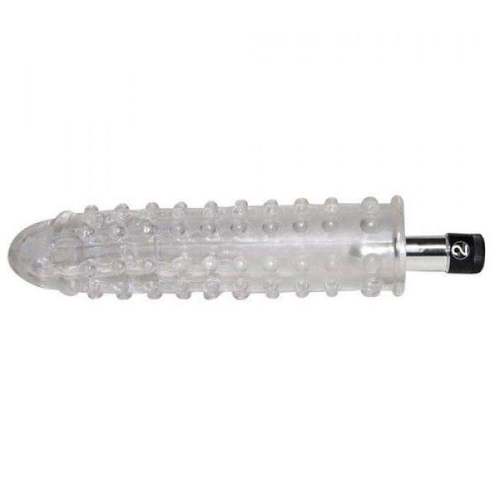 Set Prelungitor Penis cu Striatii Stimulatoare si Vibrator Glont "Seven Creations" 17 cm - dimensiuni complete