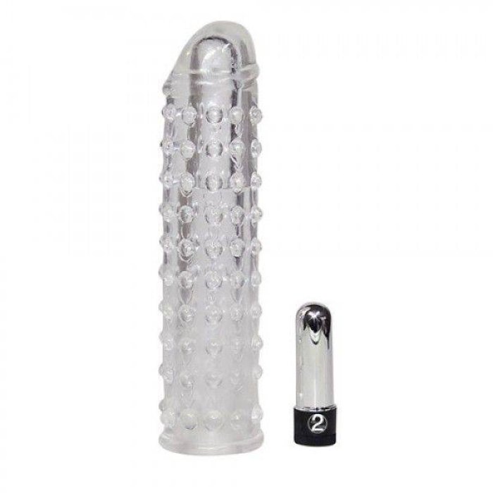 Set Prelungitor Penis cu Striatii Stimulatoare si Vibrator Glont "Seven Creations" 17 cm - detaliu finisaj
